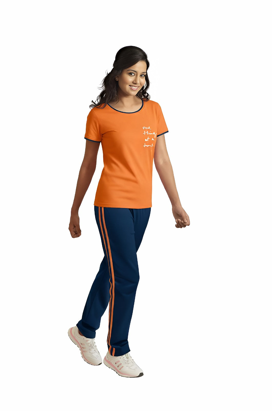 Prisma | Loungewear Set-Orange-Navy Active Wear