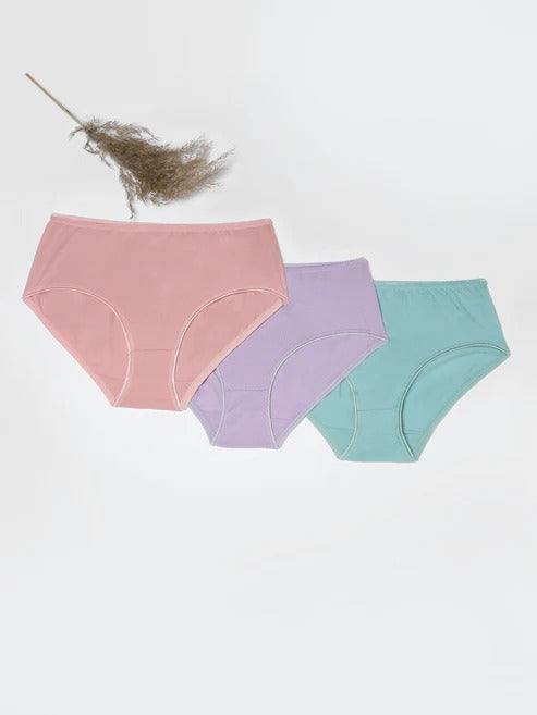 Prisma | High Waist Panty(OE-Outer Elastic) (Pack of 3)-Plain Assorted Lingerie