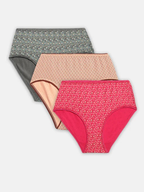 Prisma | High Waist Panty(OE-Outer Elastic) (Pack of 3)- Print Assorted Lingerie
