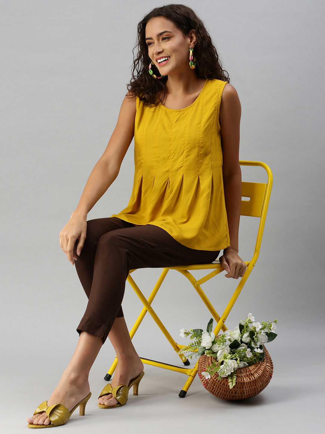 Shop Woven Kurti Pant-Brown 1