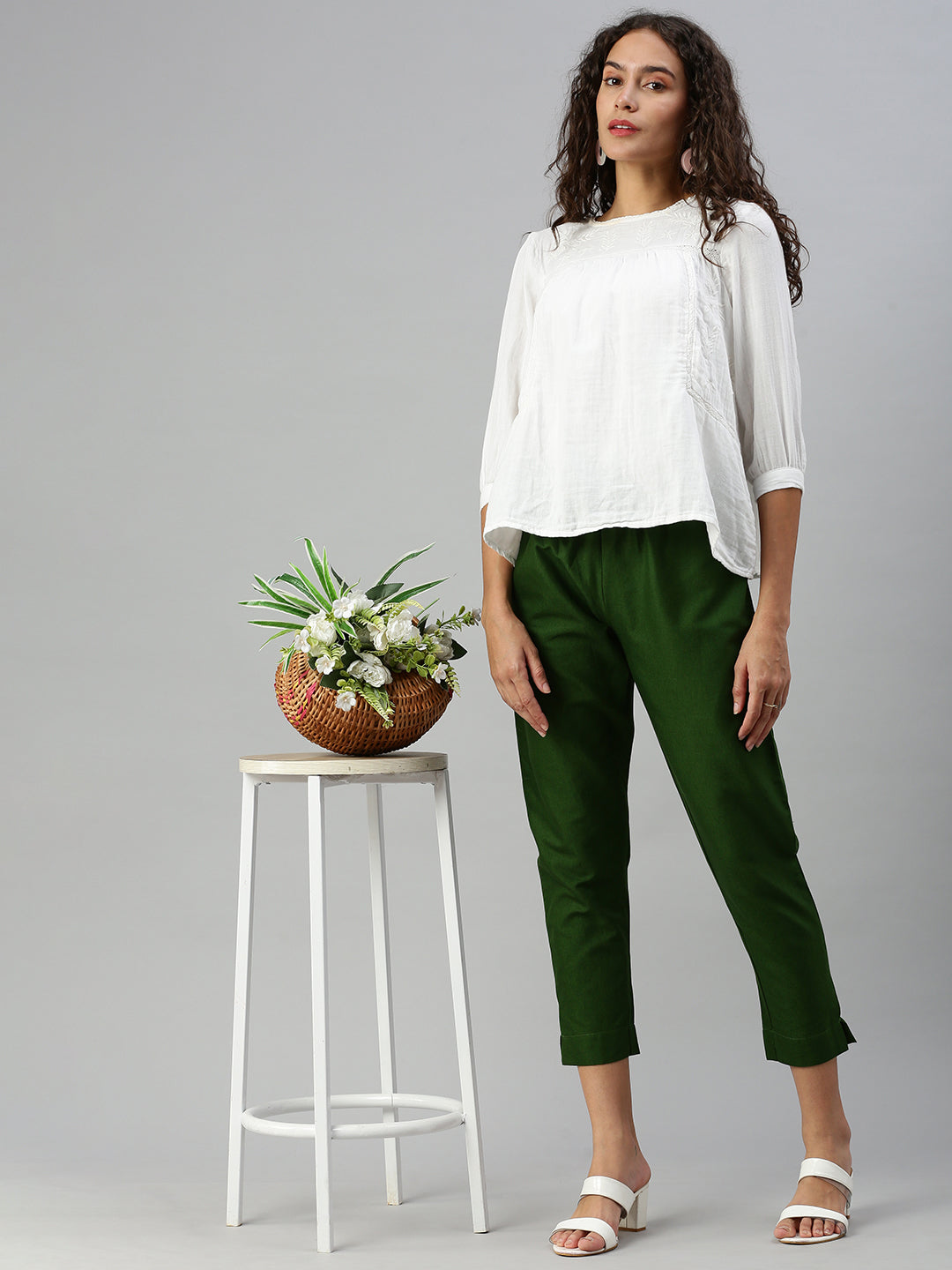 Buy Woven Kurti Pant-Forest  1