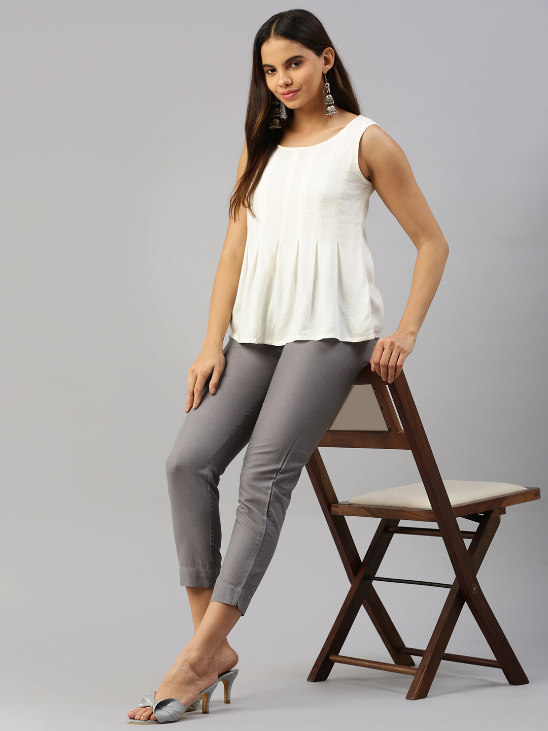 Prisma | Woven Kurti Pant-Grey Fashion Wears