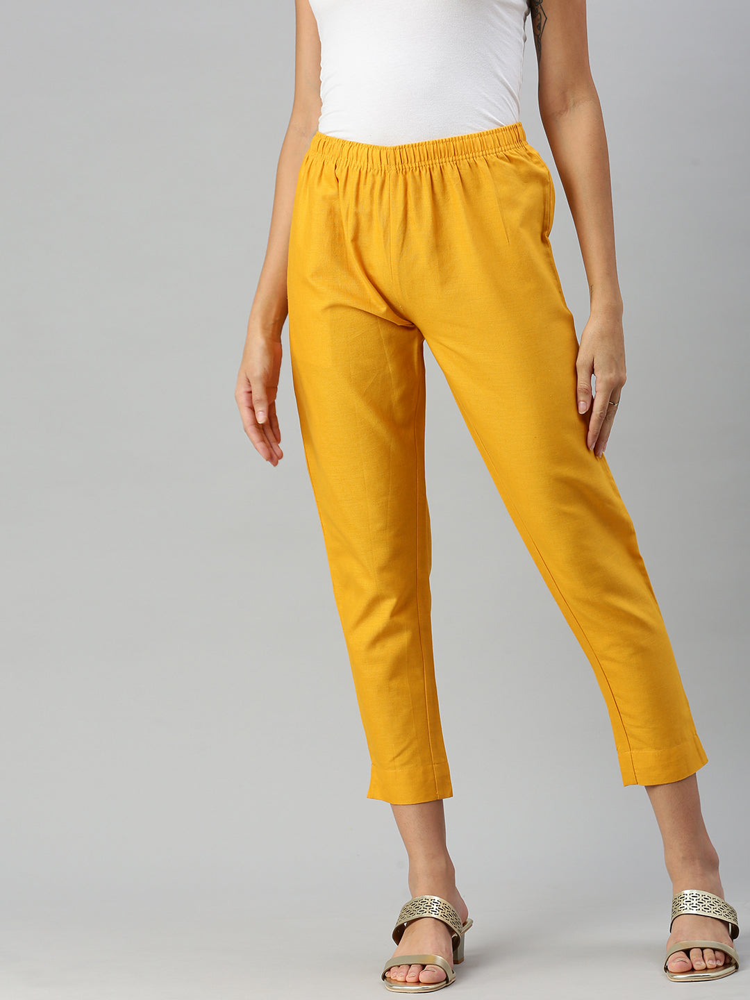 Shop Woven Kurti Pant-Mango 1
