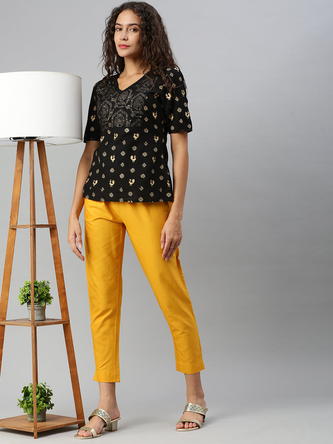 Shop Woven Kurti Pant-Mango 1