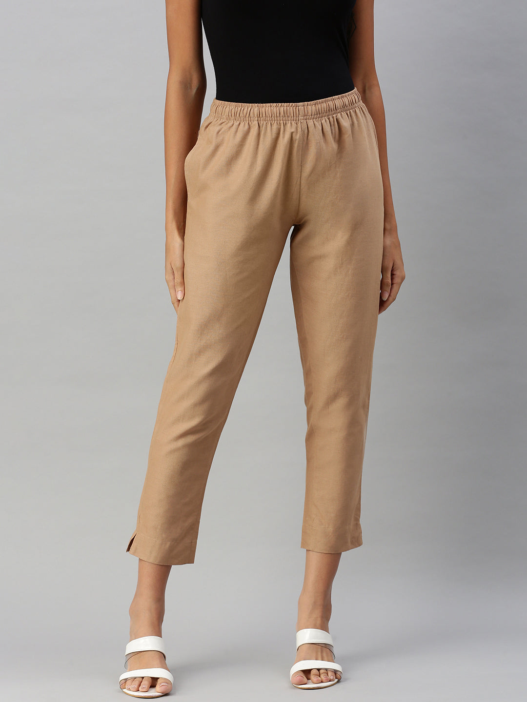 Shop Woven Kurti Pant-Nude 1