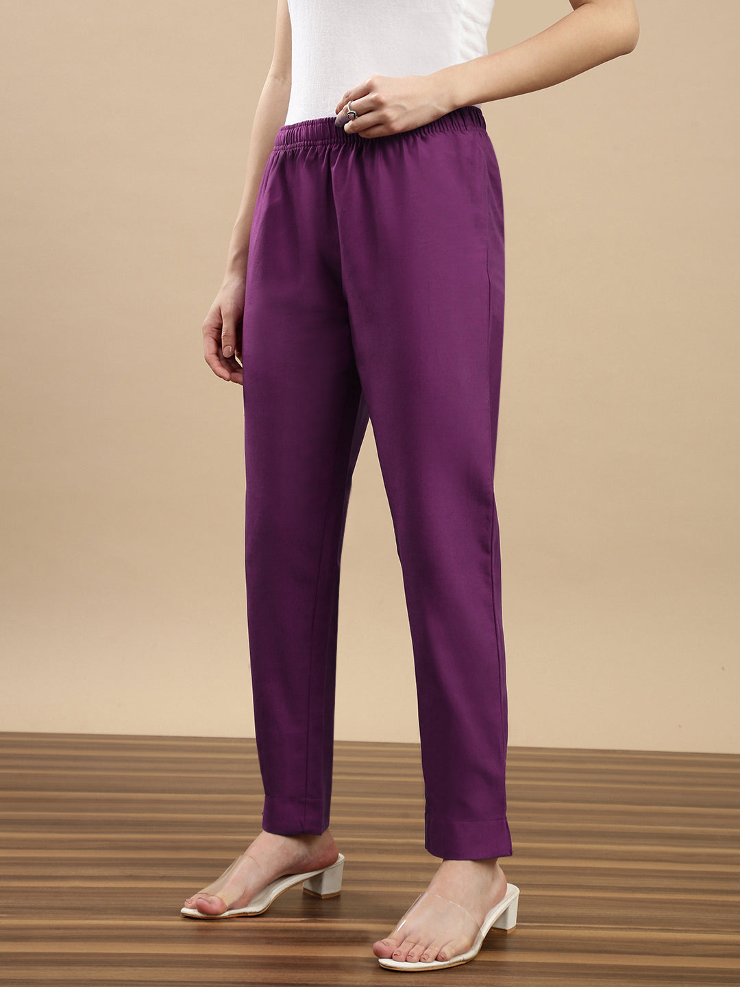 Shop Woven Kurti Pant-Plum 1