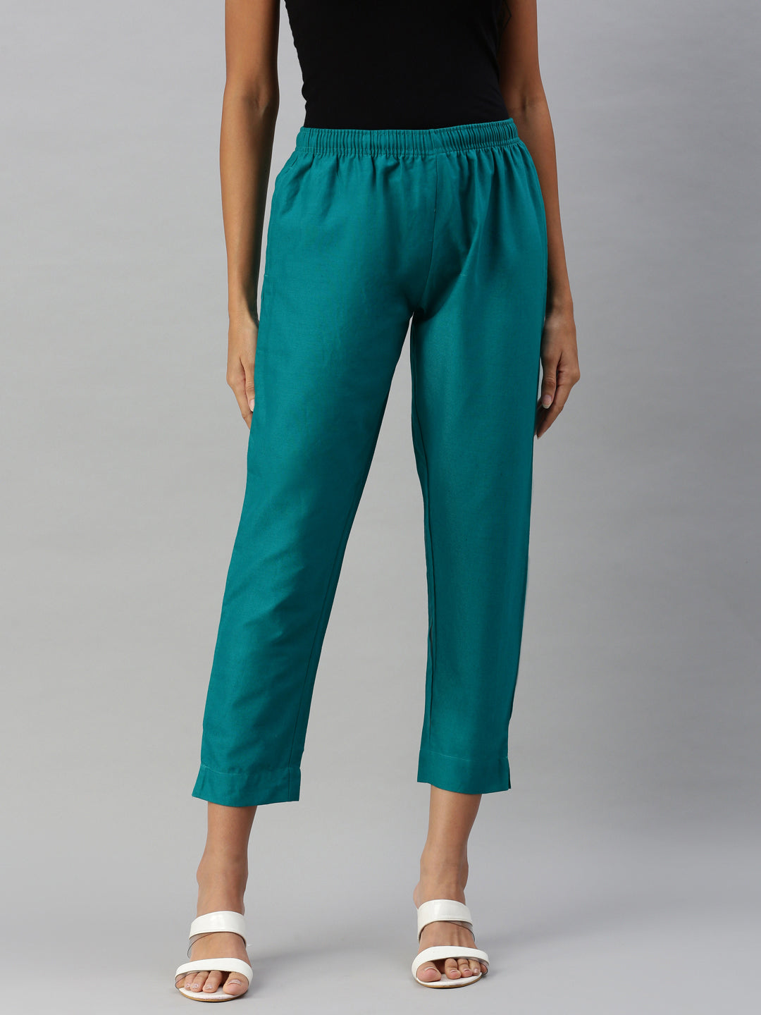 Shop Woven Kurti Pant-Rama Green 1