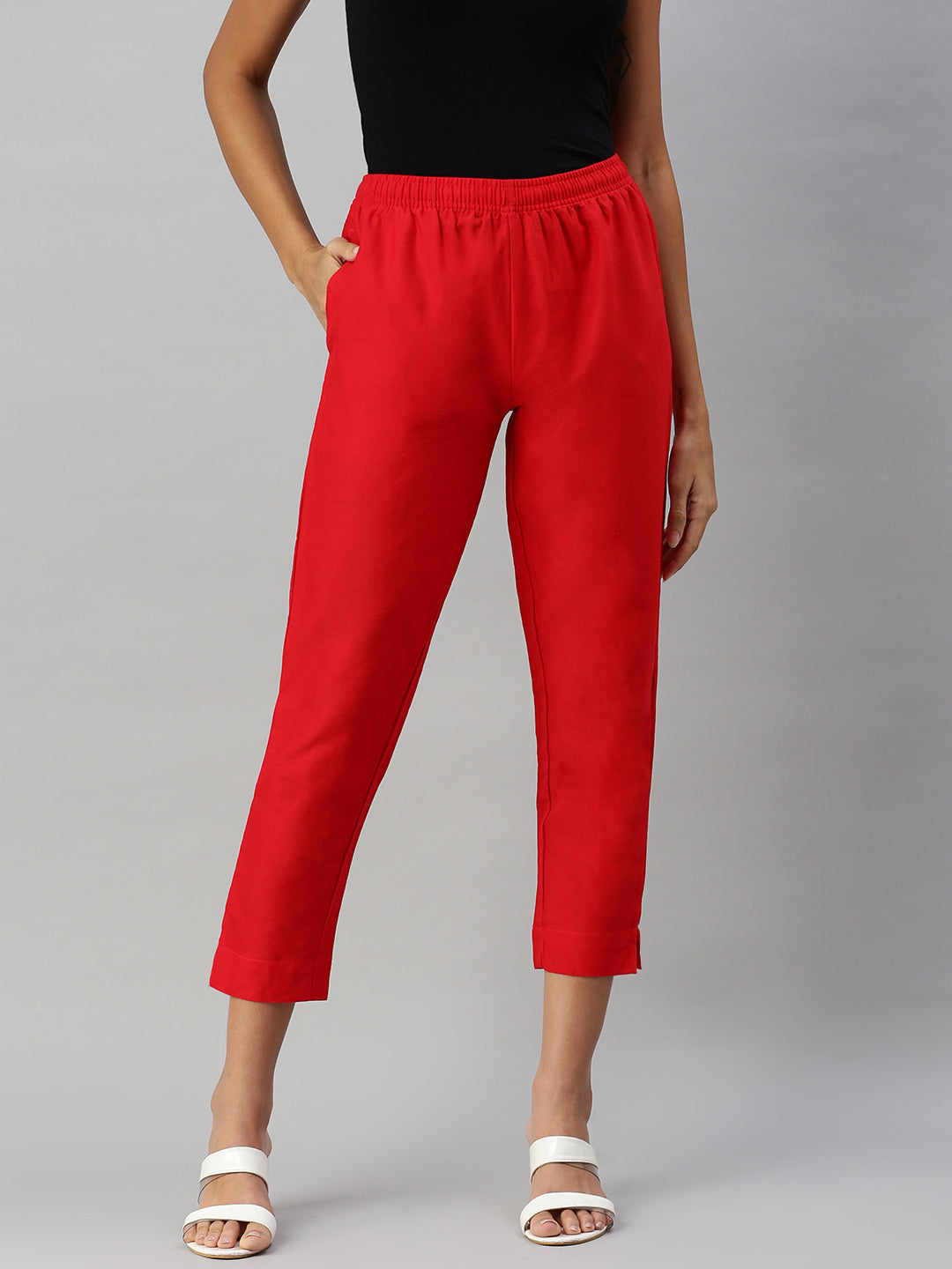 Prisma Woven Kurti Pant-Red