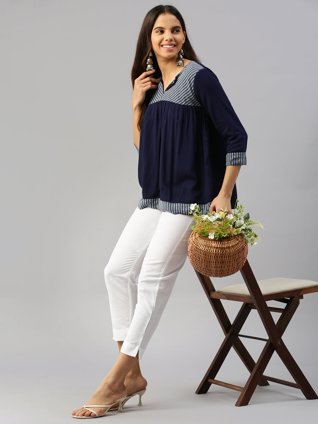 Prisma | Woven Kurti Pant-White Fashion Wears