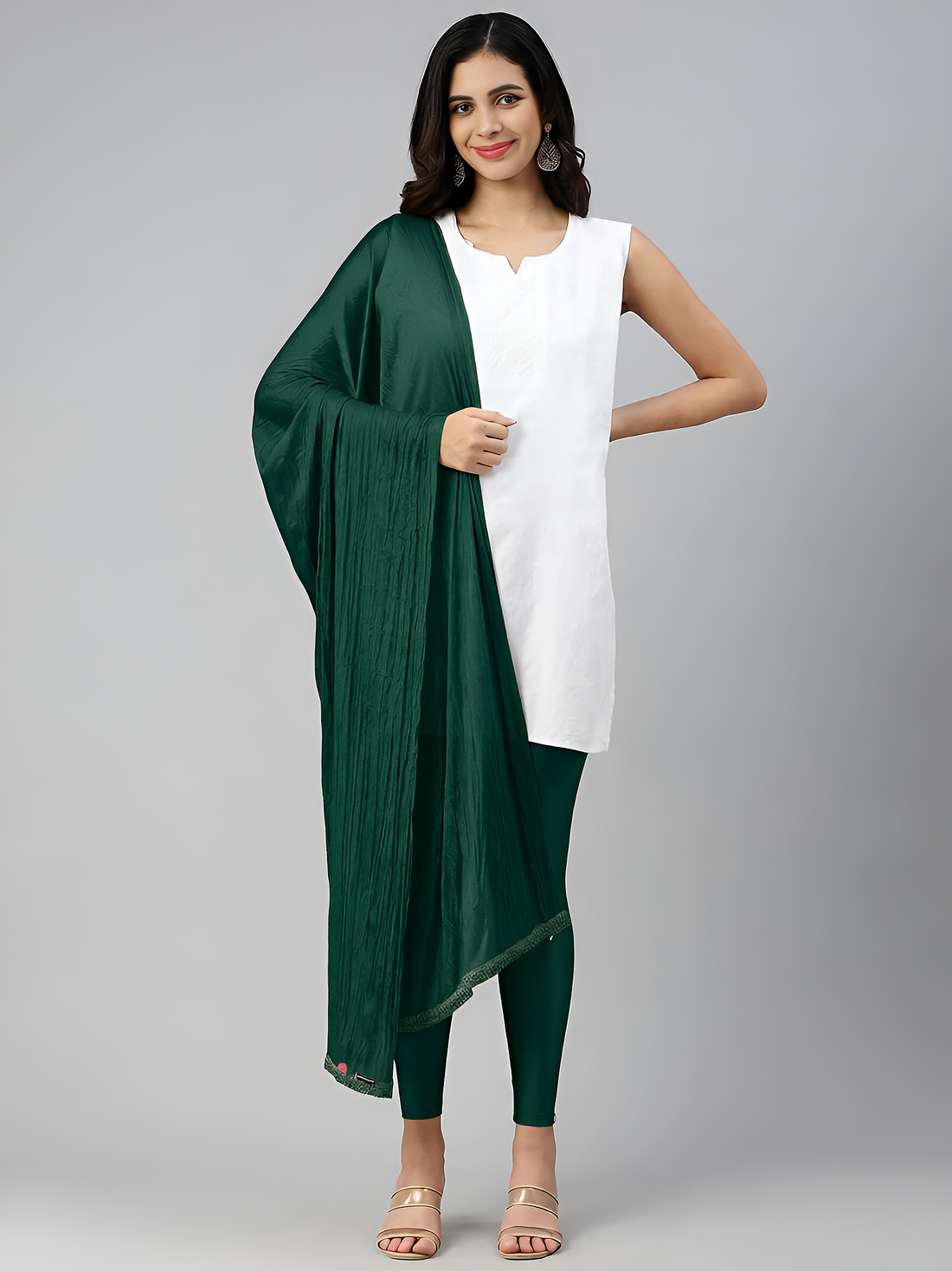 Prisma | Shimmer Dupatta-Bottle Green Accessories
