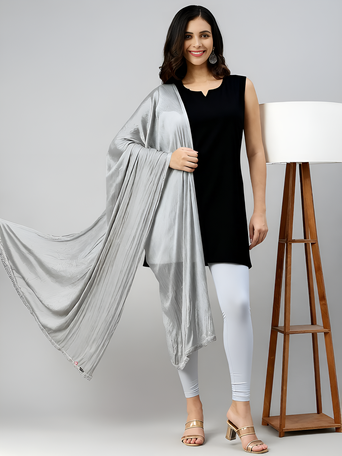Prisma | Shimmer Dupatta - Neo Silver Accessories