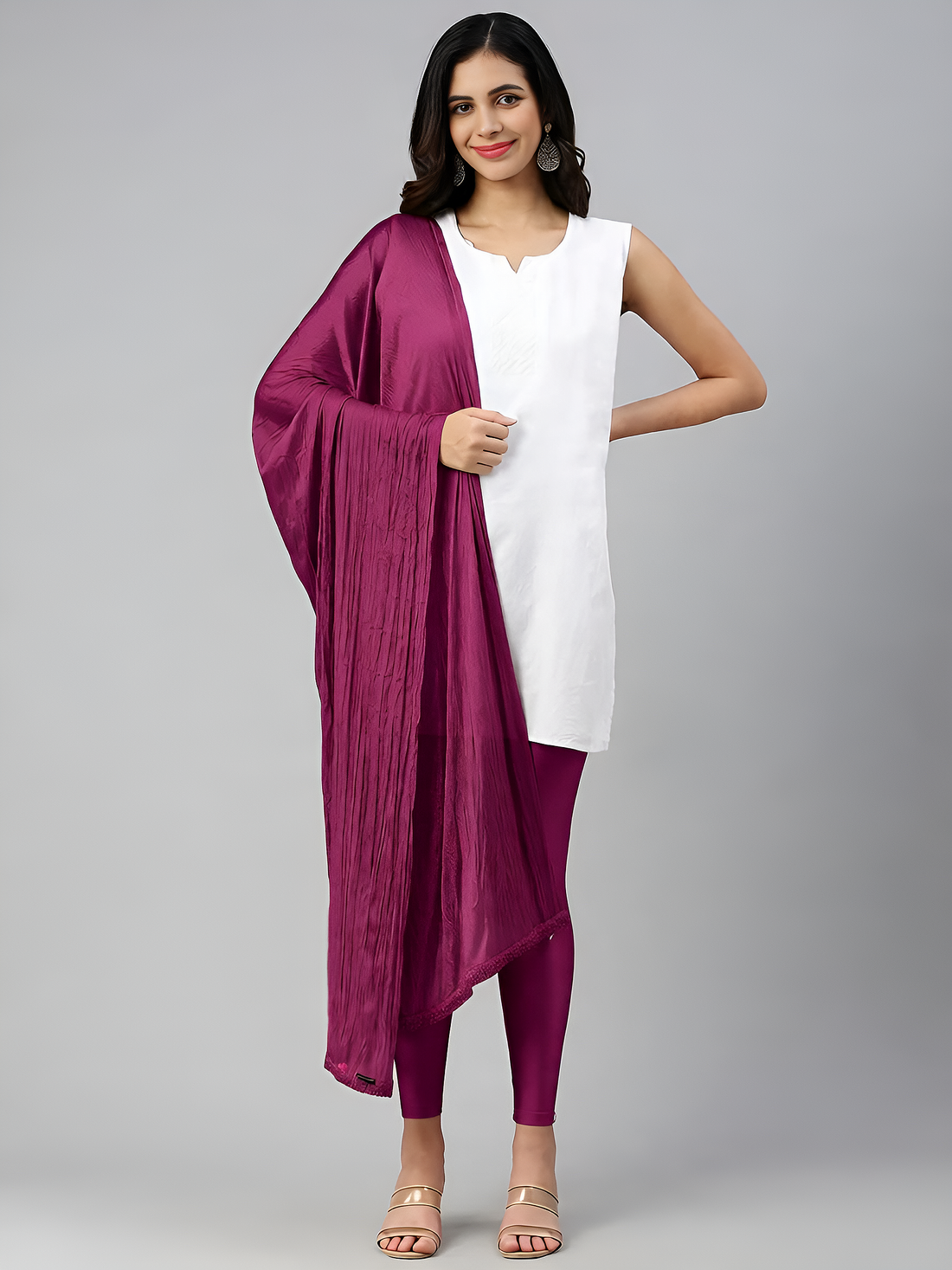 Prisma | Shimmer Dupatta-Plum Accessories