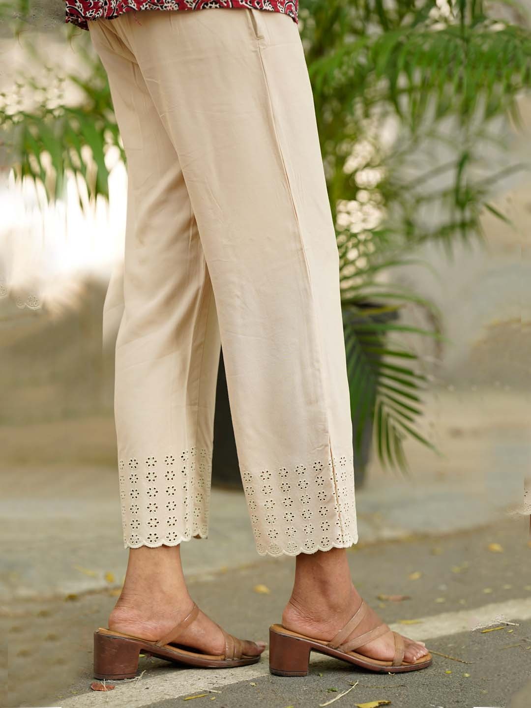 Prisma | Schiffli Pant - Sand Design 1 Fashion Wears