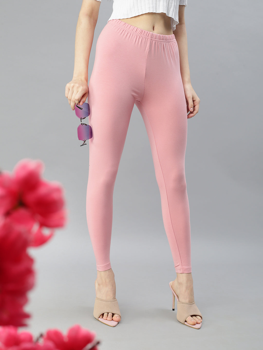 Solid Baby Pink Leggings | Yellow leggings, Pink leggings, Hot high heels
