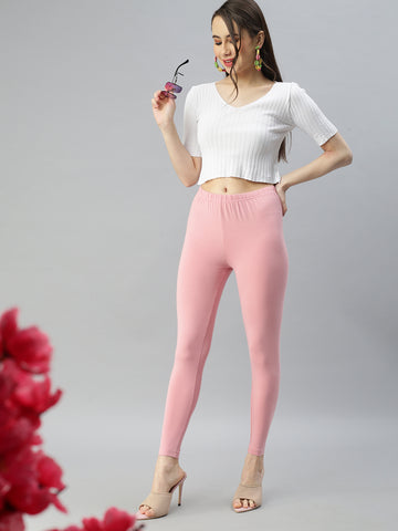MyCybele Peach Pink Cotton Ankle Leggings
