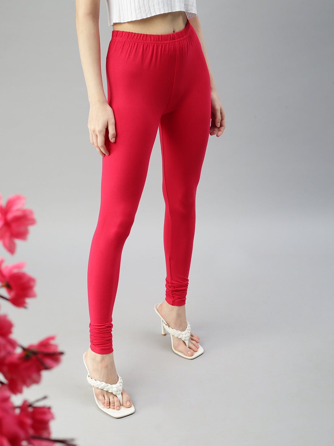 Red Mid Waist Churidar Leggings, Work Wear, Straight Fit at Rs 67 in  Tiruppur