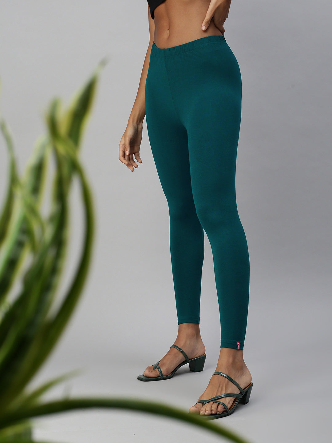 Buy Go Colors Peacock Green Leggings (XL) Online