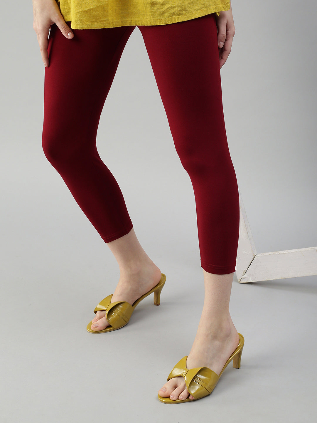 Black Color Cotton Knitted Leggings Slim Fit Ankle-Length Leggings For Girl  – Lady India