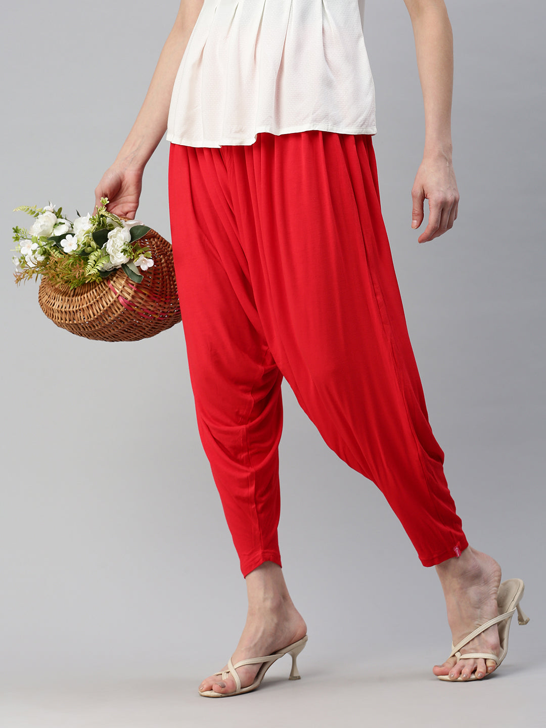 Shop Bright Red Patiala Pants for Women Online | Go Colors