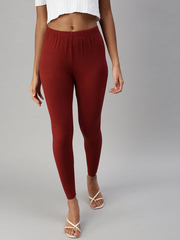 Buy TAGGD Maroon Color Leggings With Crop Top Yoga Suit for Women