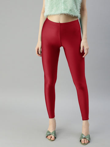 Latest & Stylish Shiny Red Shining Shimmer Leggings for Women