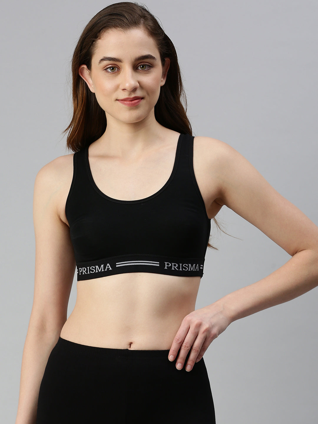 Prisma Sporty Black Moulded Sports Bra - Perfect for Active Women