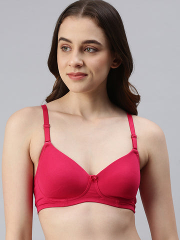 Comfortable Prisma Padded Bra with Removable Hooks - Strawberry