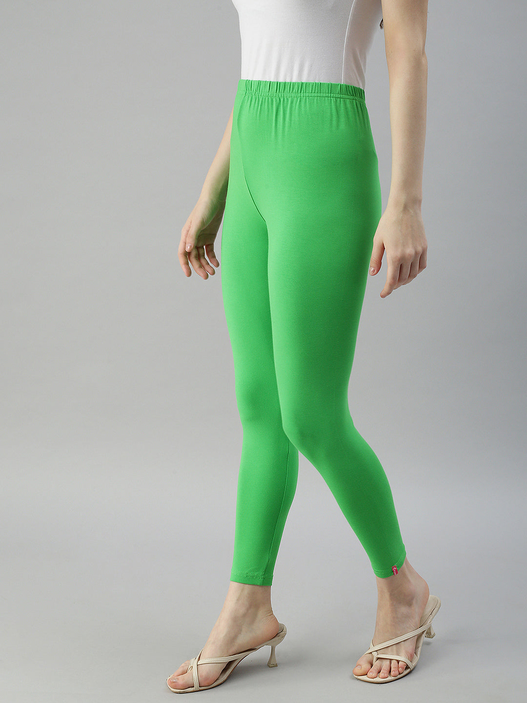 Frenchtrendz  Buy Frenchtrendz Cotton Spandex Parrot Green Ankle Leggings  Online India