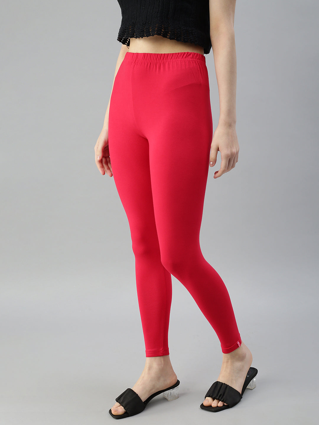 Prisma's Crimson Red Ankle Leggings for Comfortable Style