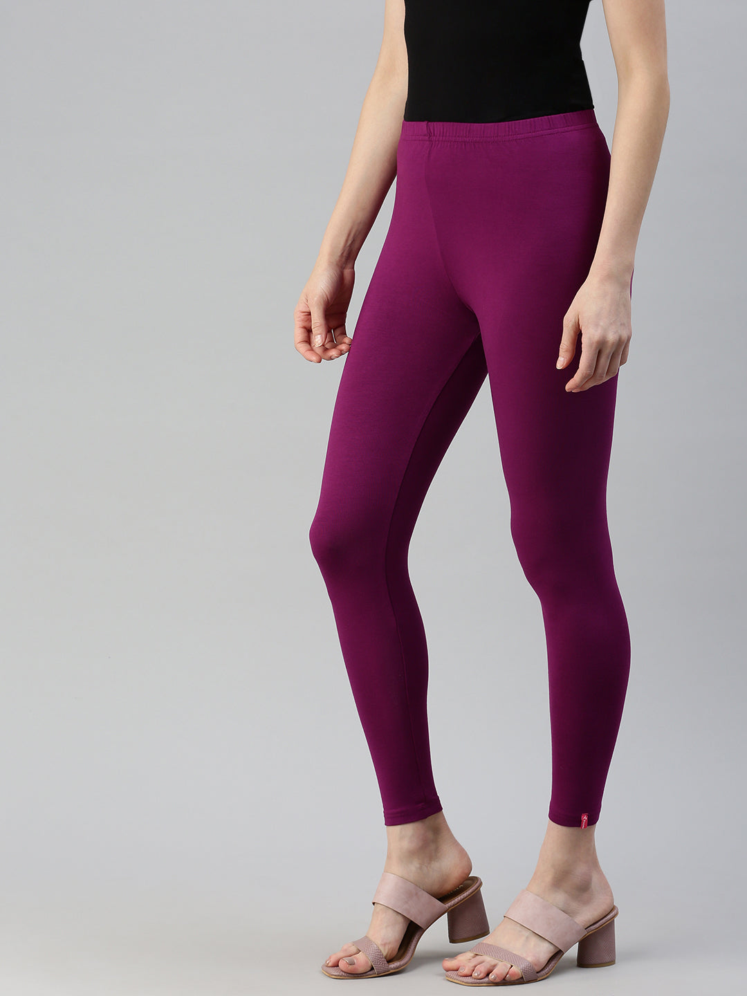 Buy Go Colors Women Medium Purple Cotton Churidar Leggings Online