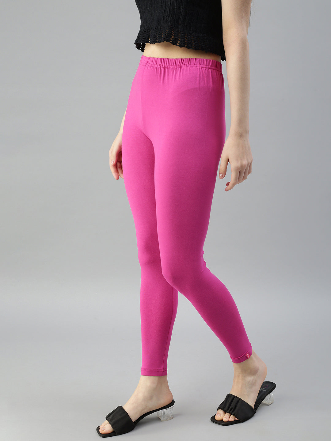 Pink 4 Way Ankle Length Ladies Leggings, Size: XL, Straight Fit at