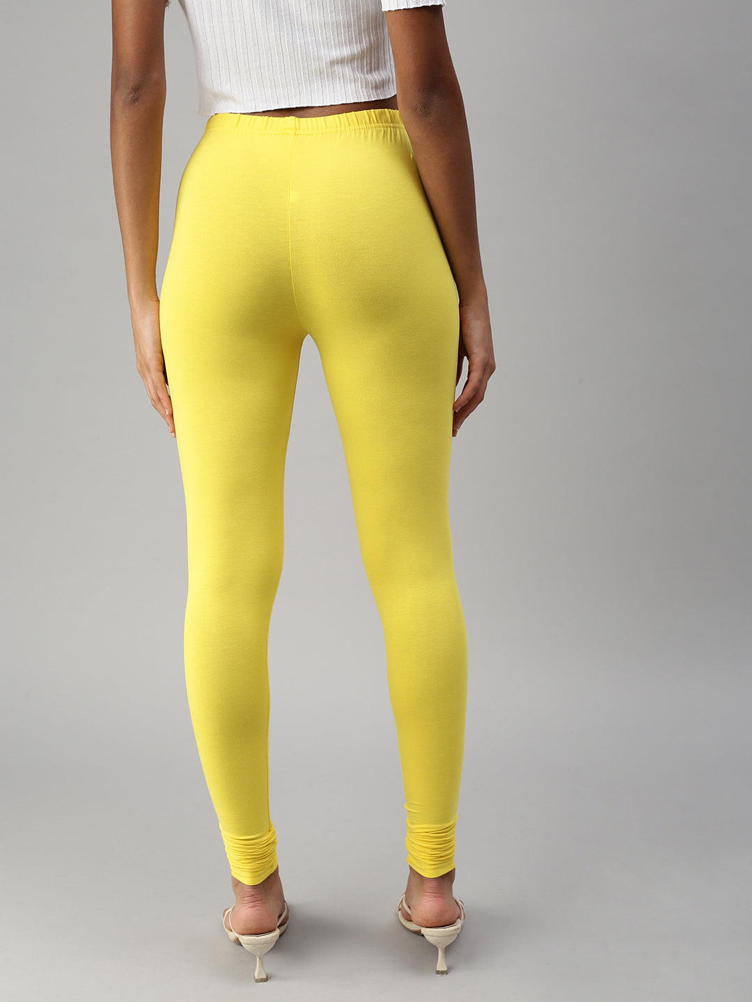 Buy Go Colors Women Solid Color Churidar Legging - Lemon Online - Lulu  Hypermarket India