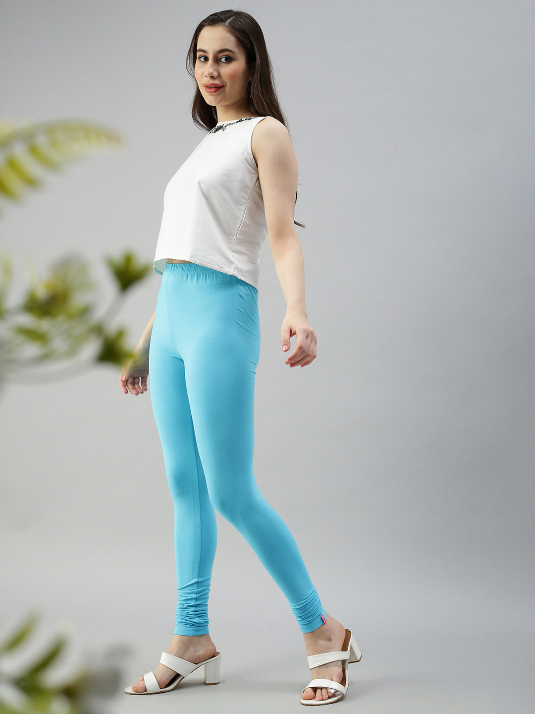 Buy Women Sky Blue Solid Legging Online in India - Monte Carlo