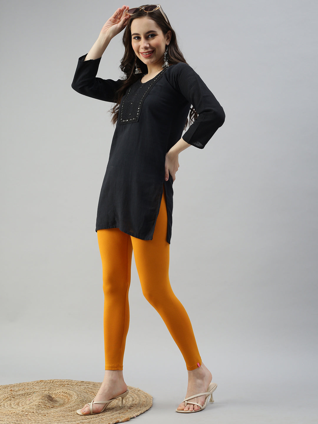 Shop Prisma's Mustard Ankle Leggings for Women