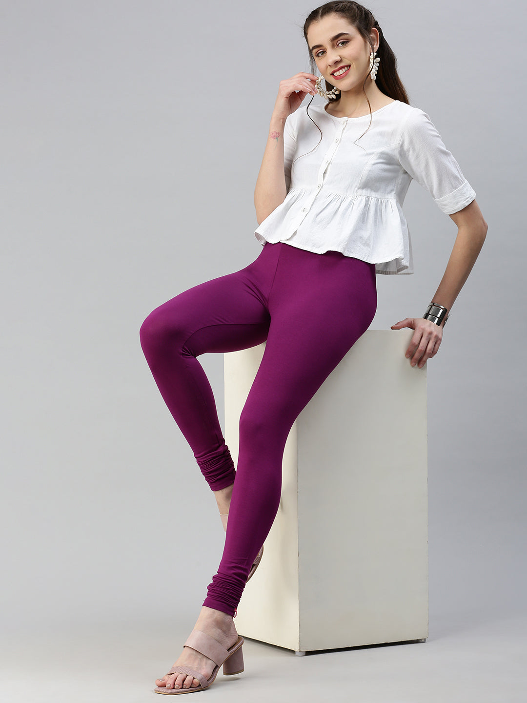 THE ANDAMANE GLADYS CRYSTAL SOLID COLOR LEGGINGS | Playground