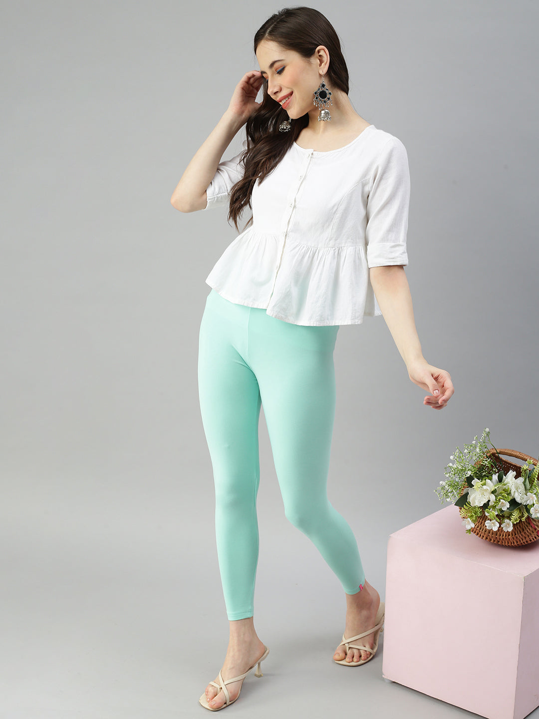 Shop Prisma's Ice Green Ankle Leggings for Ultimate Style