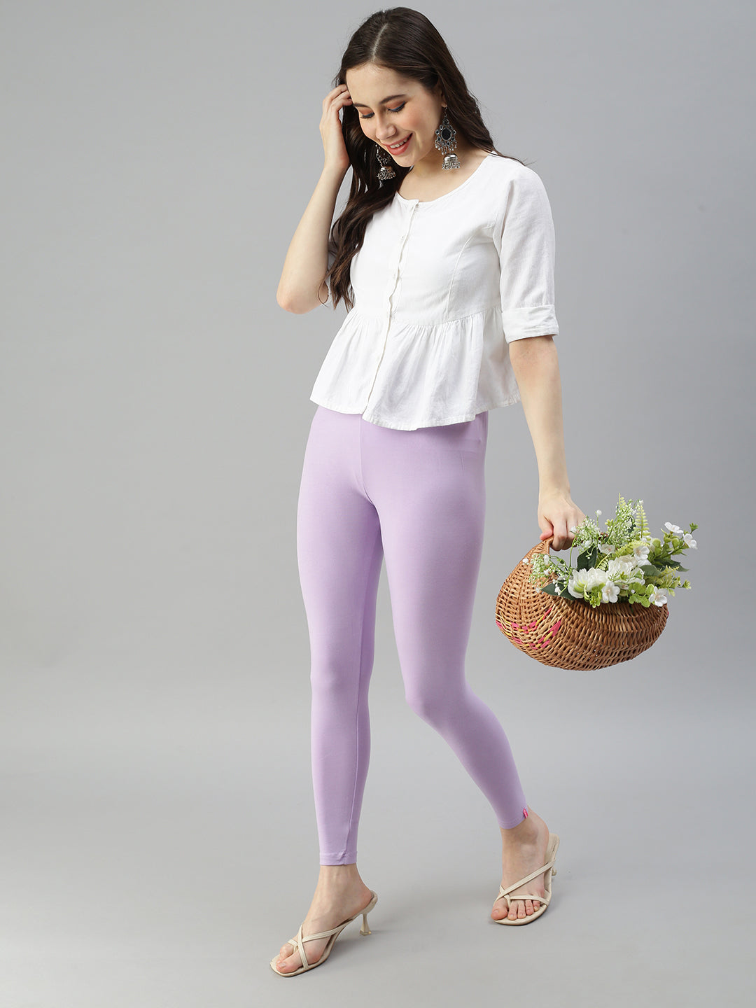 Buy the Womens Purple Elastic Waist Flat Front Pull-On Compression Leggings  Size S | GoodwillFinds