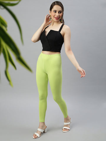 Prisma's Lime Green Ankle Leggings for Women - Comfortable & Stylish