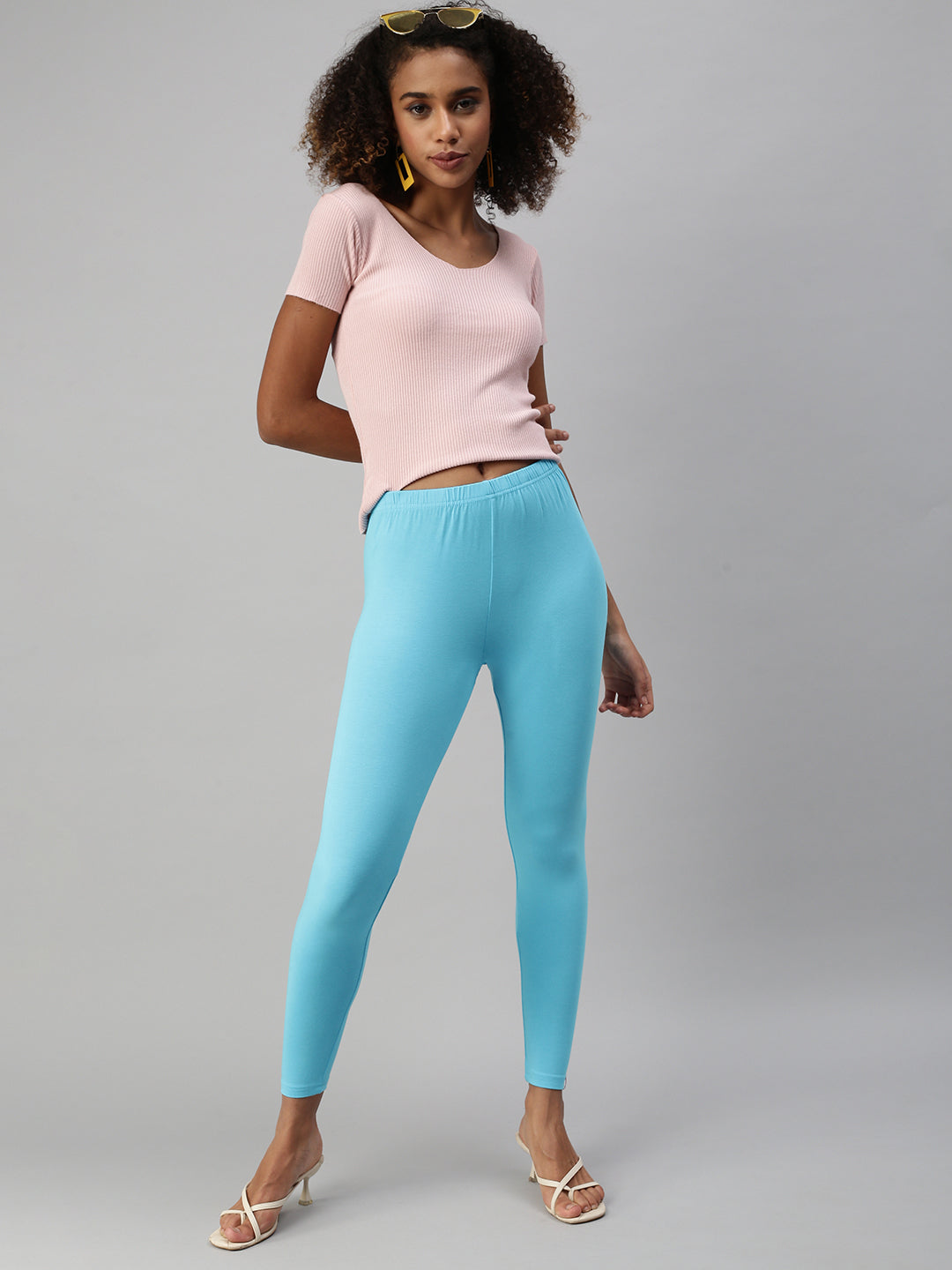 Buy Aqua Blue Solid Leggings For Women Online In India – VILAN APPARELS
