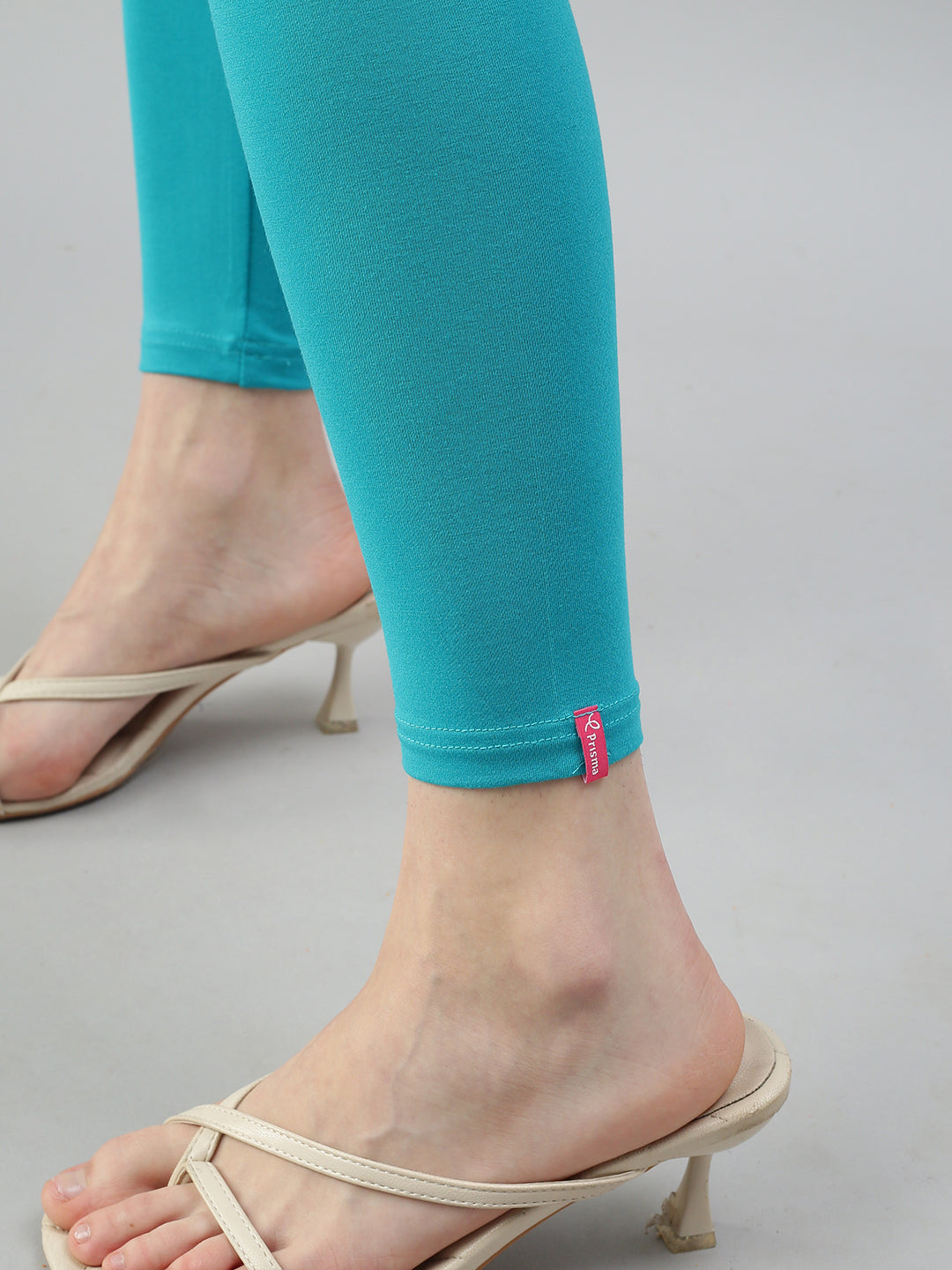 Women Bright Turquoise Cotton Churidar Leggings