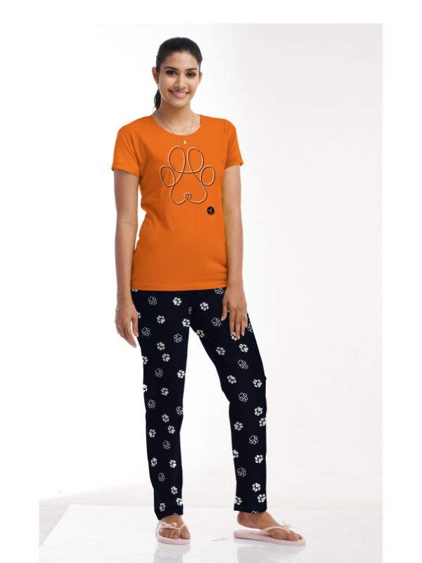 Loungewear Print-Orange-Navy Blue