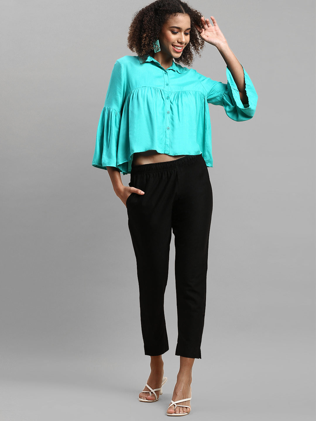 Prisma Woven Kurti Pant-Black