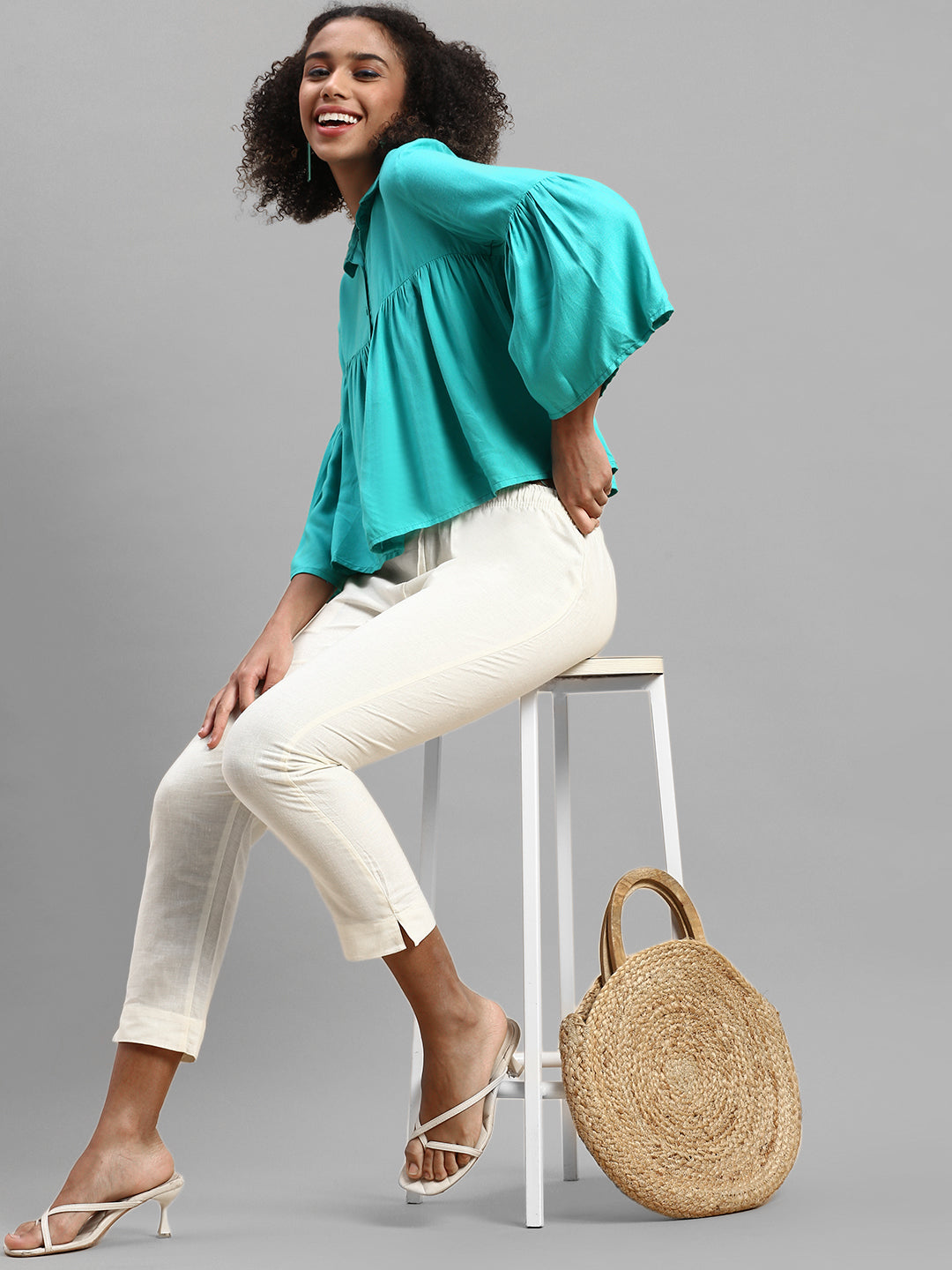 Prisma | Woven Kurti Pant-Cream Fashion Wears