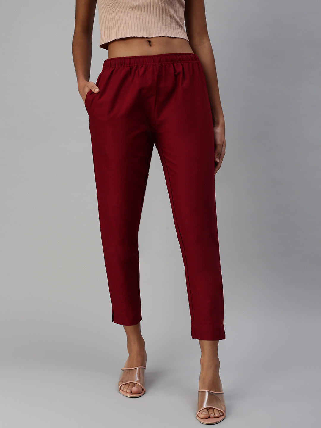 Prisma Woven Kurti Pant-Frenchwine