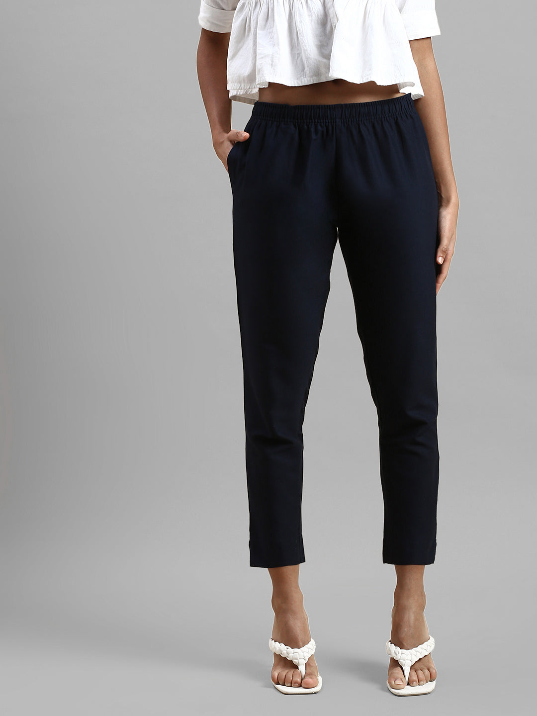 Prisma Woven Kurti Pant-Navy