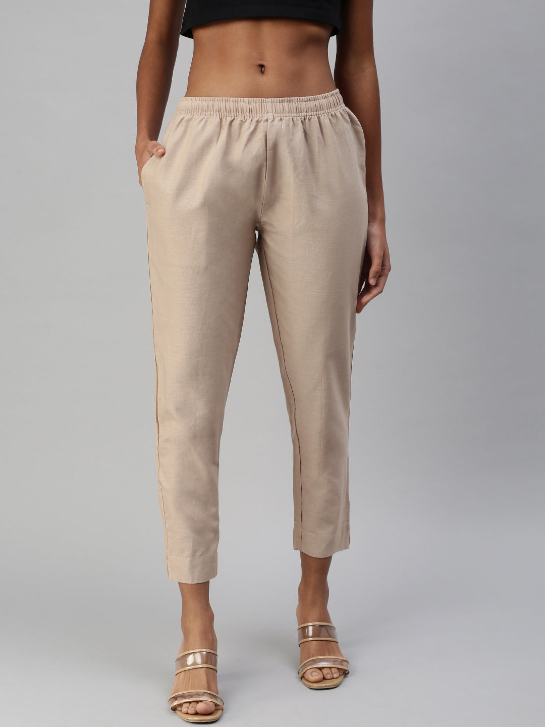 Prisma Woven Kurti Pant-Sand