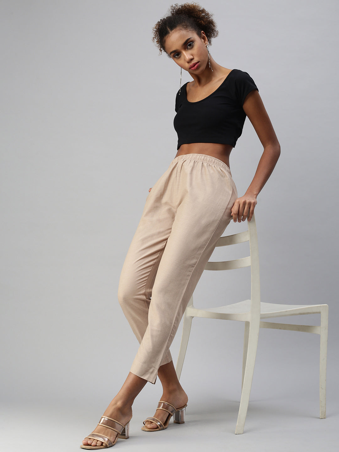 Prisma Woven Kurti Pant-Sand