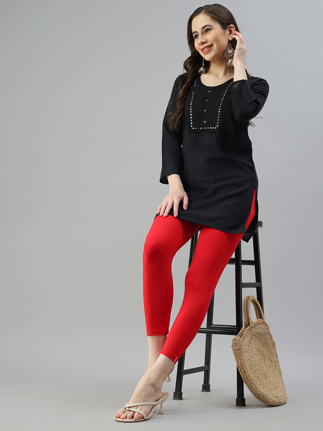 Prisma Cuff Length Leggings – Red – View 1