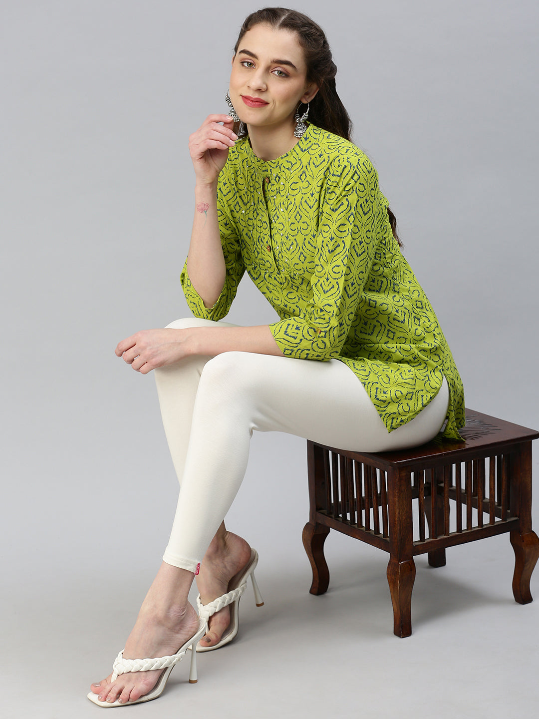 Prisma Cuff Length Leggings – Cream – View 1
